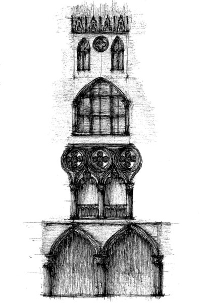 Architectural sketch of Doges' Palace in Venice Italy Architectural sketch of Doges' Palace in Venice Italy